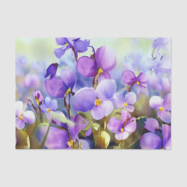Field of Flowers-Violet (A) Watercolor  Tissue Paper (Front)