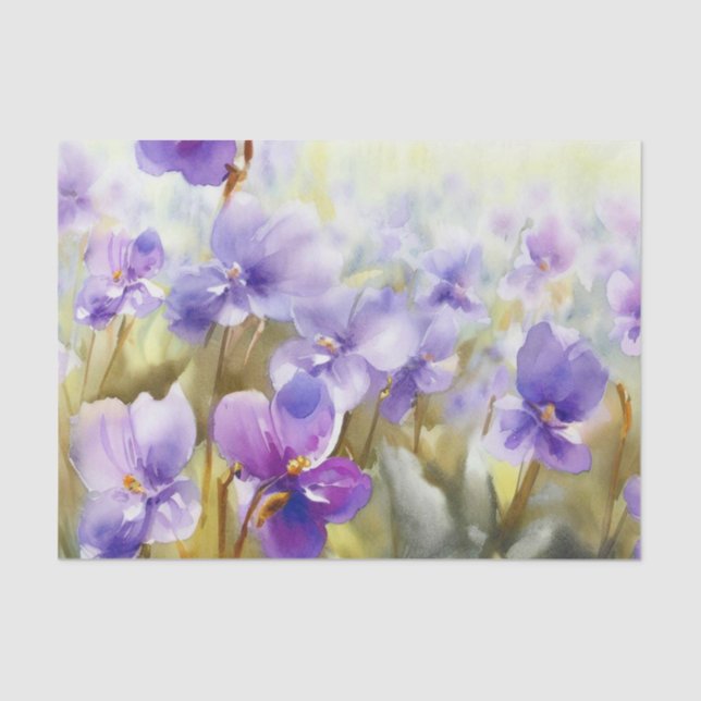 Field of Flowers-Violet (C) Watercolor  Tissue Paper (Front)