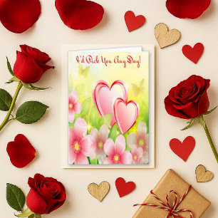 Field of Hearts and Flowers Holiday Card