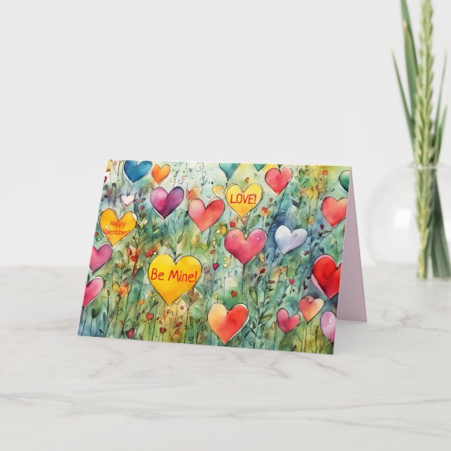 FIELD OF HEARTS GRANDCHILD VALENTINE CARD (Front)