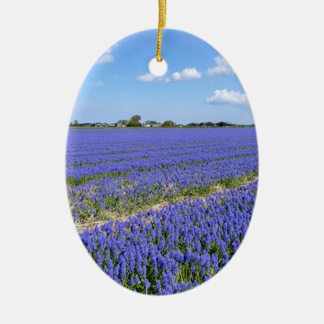 Field of Hyacinths Ceramic Tree Decoration (Front)