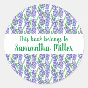 Field of Lavender Design Bookplate Sticker
