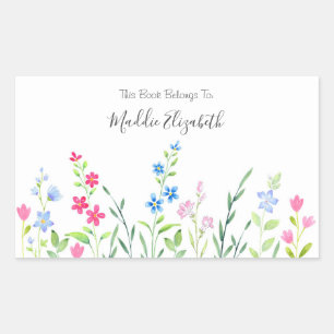 Field of Mixed Watercolor Wildflowers  Labels