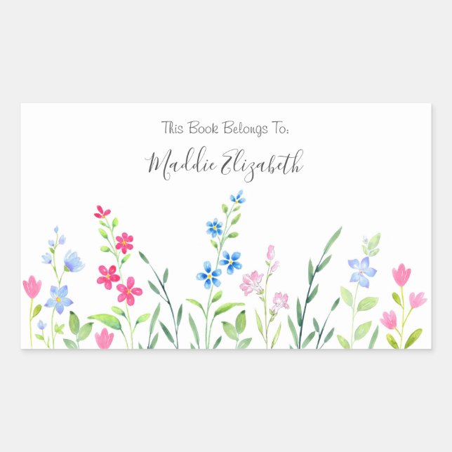 Field of Mixed Watercolor Wildflowers  Labels (Front)