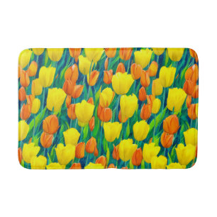 Field of Orange and Yellow Tulips Bath Mat