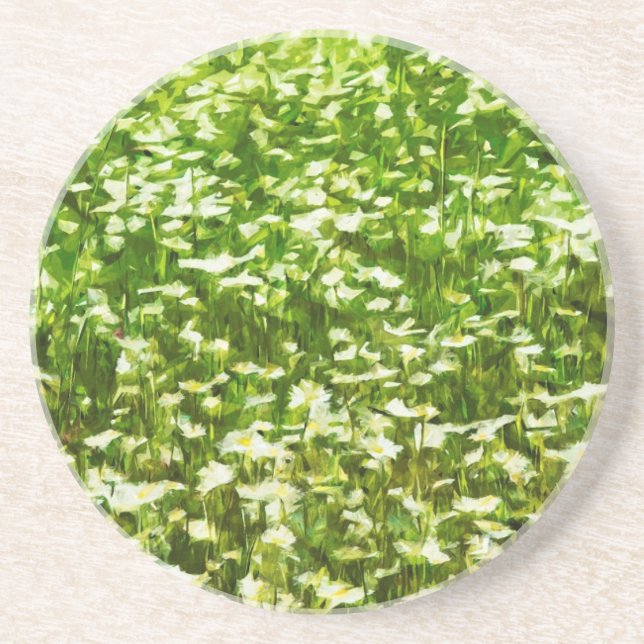 Field of Oxeye Daisies Abstract Impressionism Coaster (Front)