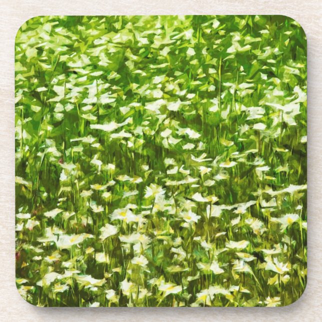 Field of Oxeye Daisies Abstract Impressionism Coaster (Front)