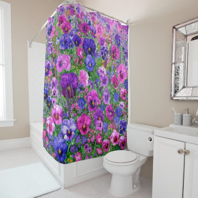 Field of Pansies Shower Curtain (In Situ)