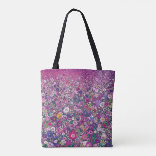Field of  Pink and Purple Wildflowers Tote Bag