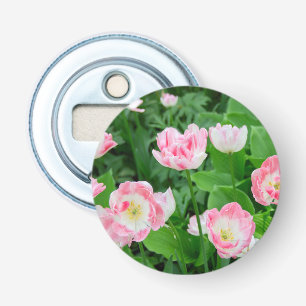 Field of pink tulips bottle opener