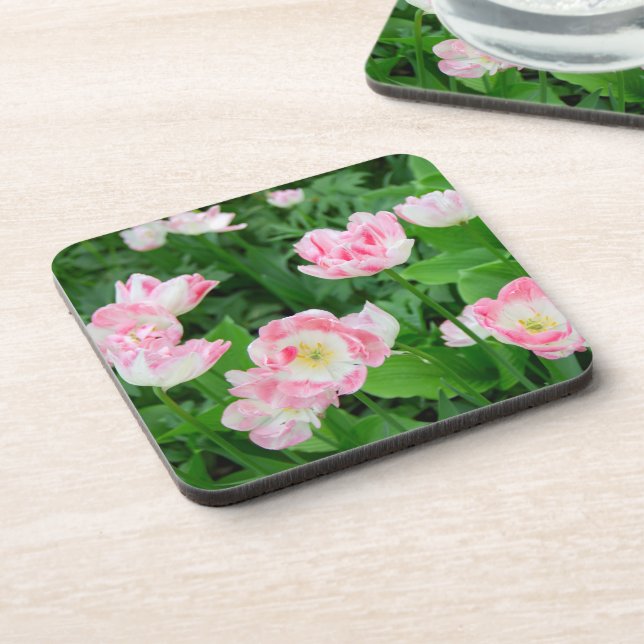 Field of pink tulips coaster (Left Side)