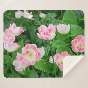 Field of pink tulips sherpa blanket