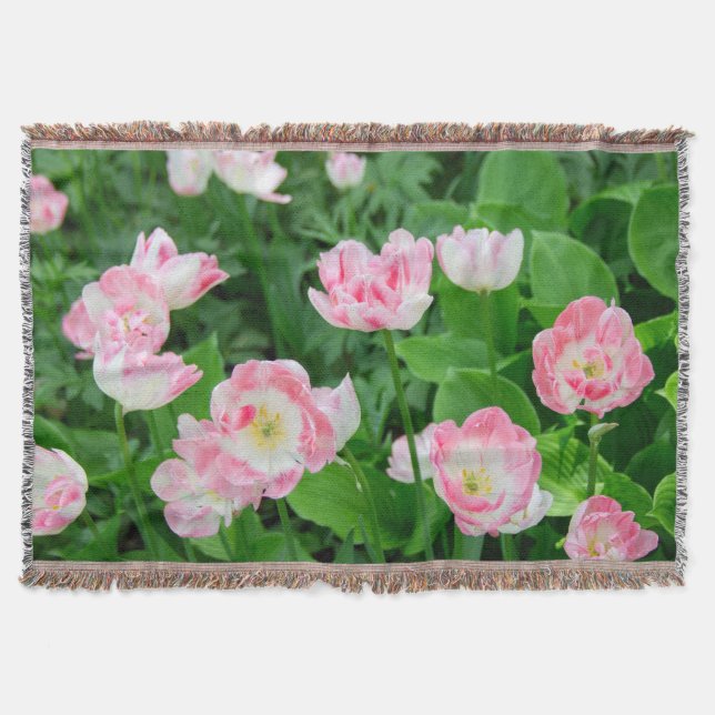 Field of pink tulips throw blanket (Front)