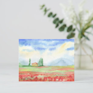 Field of poppies in Tuscany Postcard