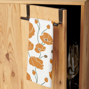 Field of Poppies orange Tea Towel