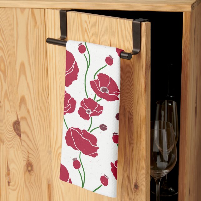 Field of Poppies red Tea Towel (Thirds Fold)