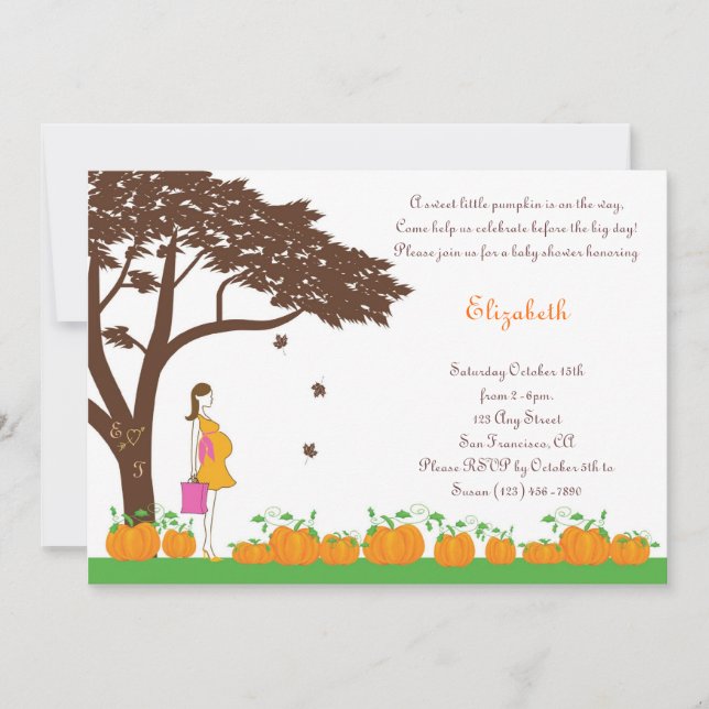 Field of Pumpkins Girl Baby Shower Invitations (Front)