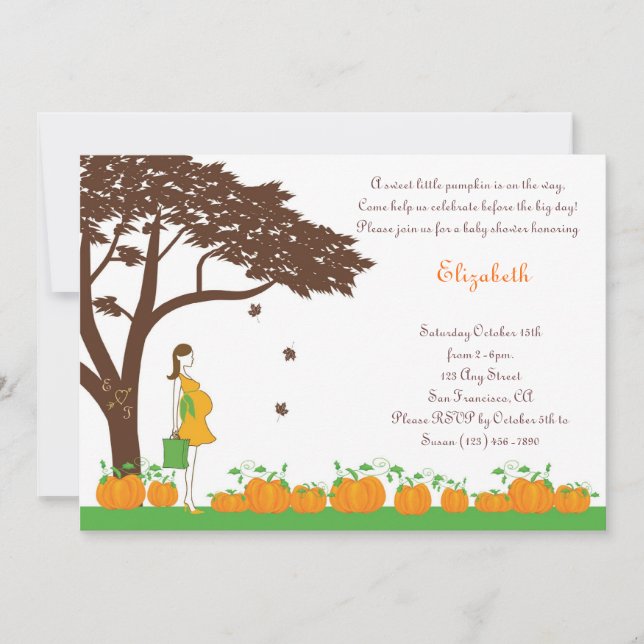 Field of Pumpkins Neutral Baby Shower Invitations (Front)