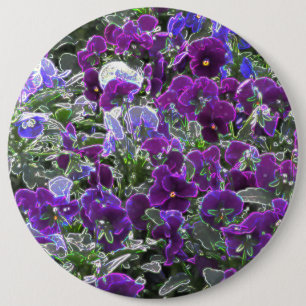 Field Of Purple Flowers 8420 Pansies 6 Cm Round Badge