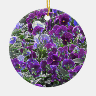 Field Of Purple Flowers 8420 Pansies Ceramic Tree Decoration