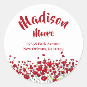 Field Of Red Poppies Envelope Seal