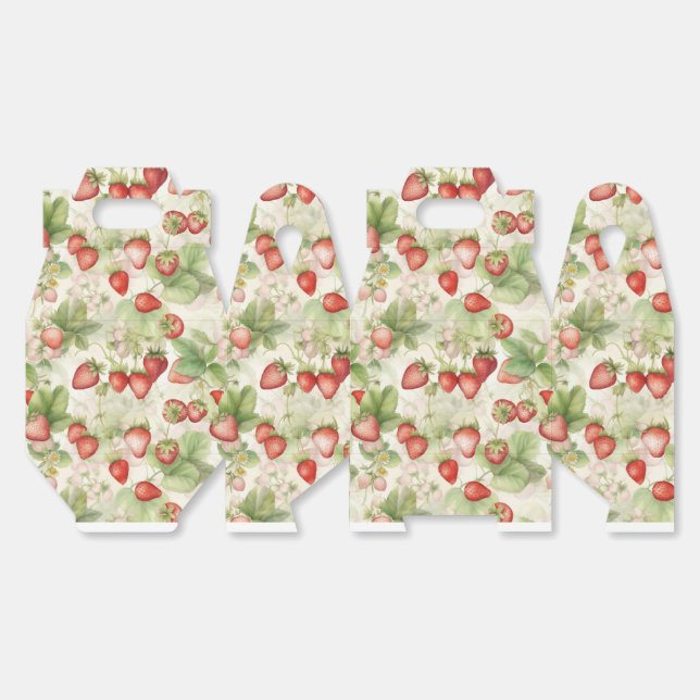 field of ripe, red strawberries favour box (Unfolded)