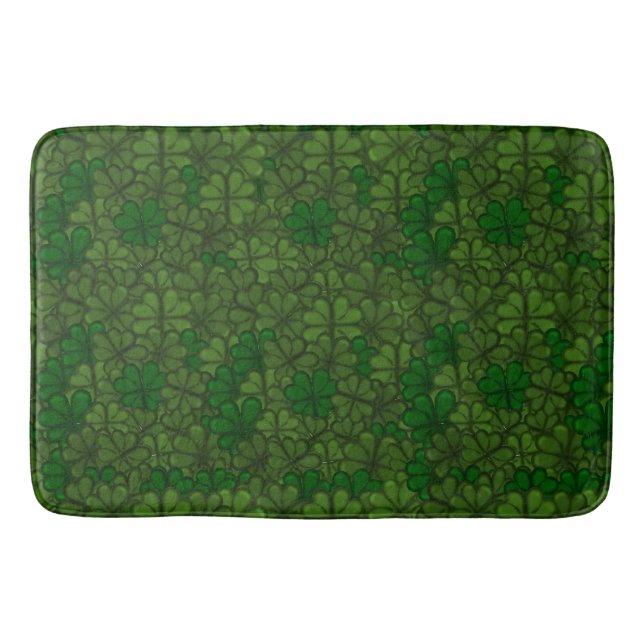 Field of Shamrocks Digital Art Pattern St Patricks Bath Mat (Front)