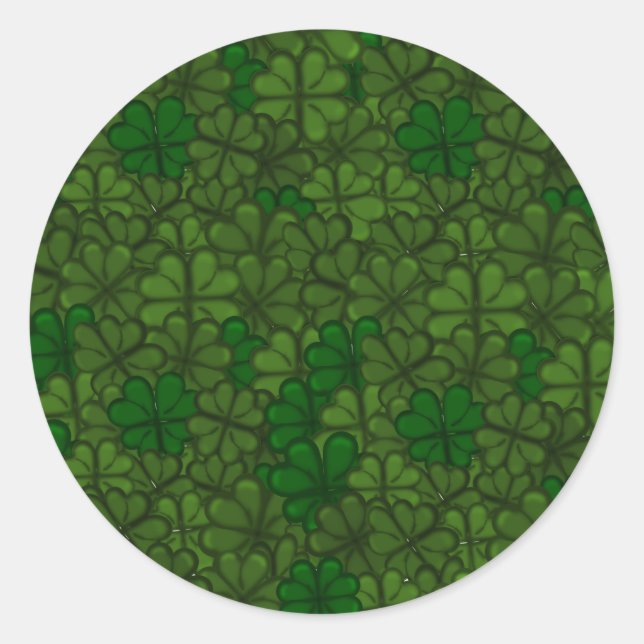 Field of Shamrocks Digital Art Pattern St Patricks Classic Round Sticker (Front)