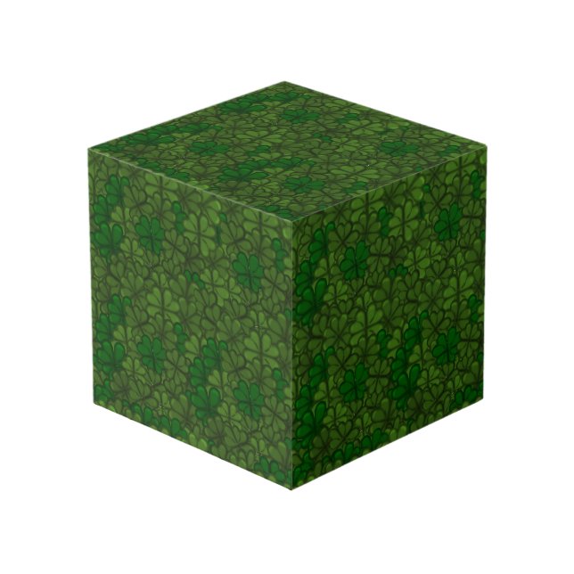 Field of Shamrocks Digital Art Pattern St Patricks Cube (Front Angled)