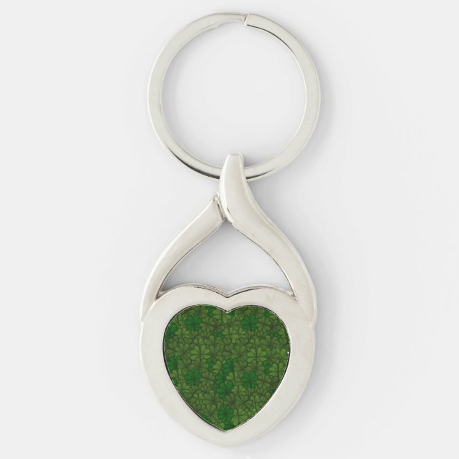 Field of Shamrocks Digital Art Pattern St Patricks Key Ring (Front)
