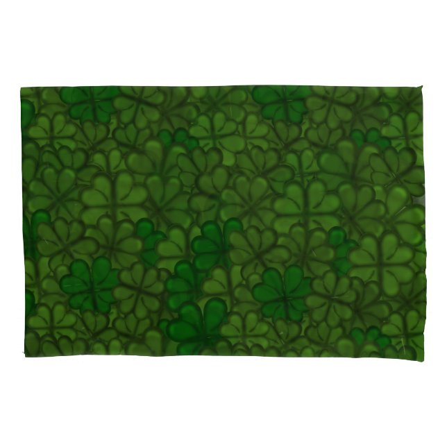 Field of Shamrocks Digital Art Pattern St Patricks Pillowcase (Front)