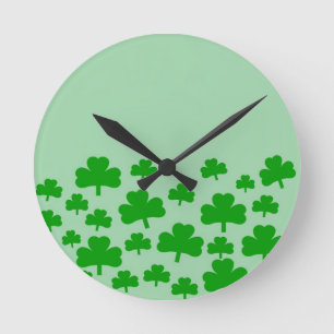 Field of Shamrocks Round Clock