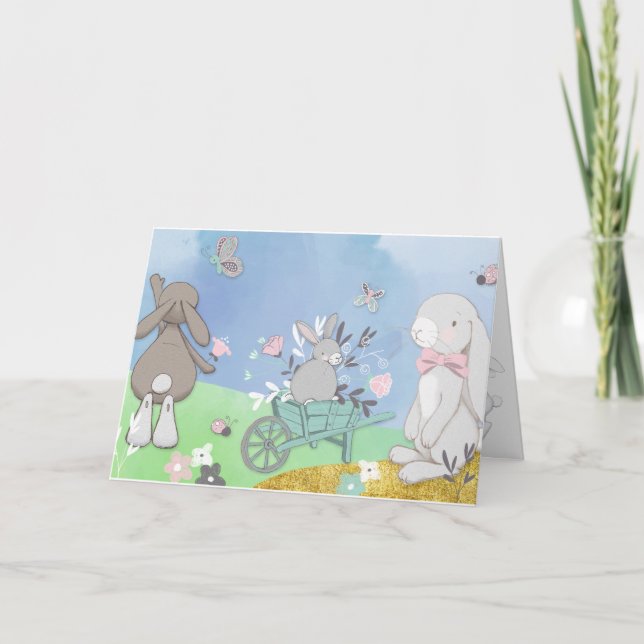 Field of spring bunnies card (Front)