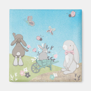 Field of spring bunnies magnet