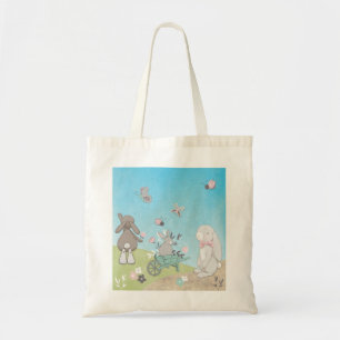 Field of spring bunnies tote bag