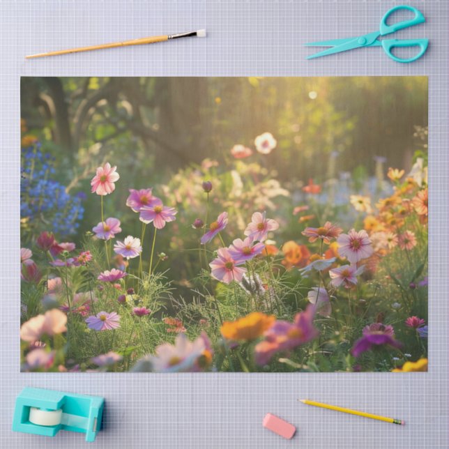 Field of spring flowers decoupage tissue paper (Craft)