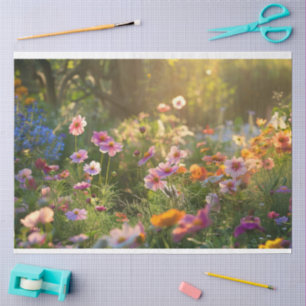 Field of spring flowers decoupage tissue paper