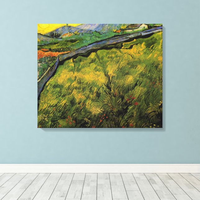 Field of Spring Wheat, Sunrise by Vincent van Gogh Canvas Print (Insitu(Wood Floor))