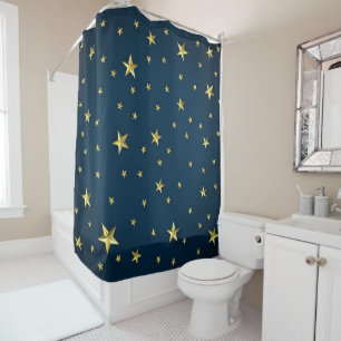 Field of Stars on Deep Midnight Blue Sky Shower Curtain