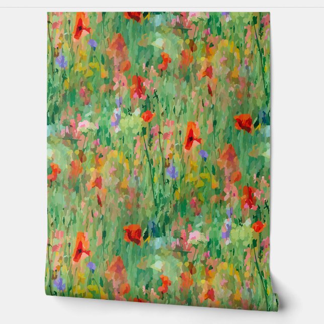 Field of Summer Glory Meadow Floral Wallpaper (Unrolling)