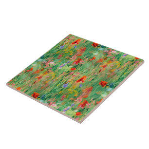 Field of Summer Glory Meadow Floral Wallpaper Tile