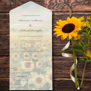 Field of Sunflowers All in One Wedding Invite