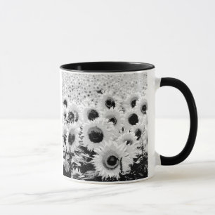 Field of Sunflowers - black, white and grey Mug