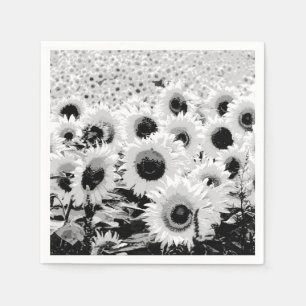 Field of Sunflowers - black, white and grey Napkin