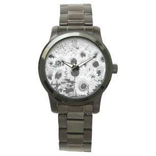 Field of Sunflowers - black, white and grey Watch