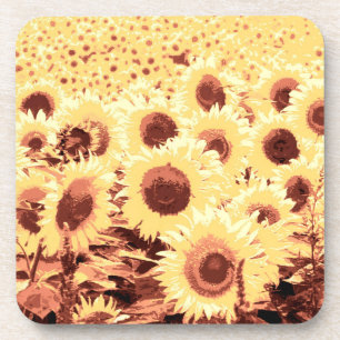 Field of Sunflowers - brown, gold and yellow Coaster