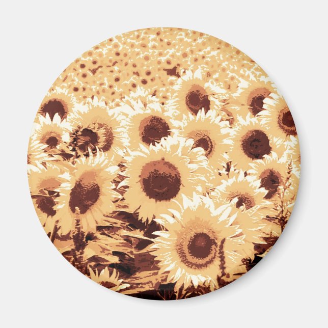 Field of Sunflowers - sepia tone, camel & brown Magnet (Front)