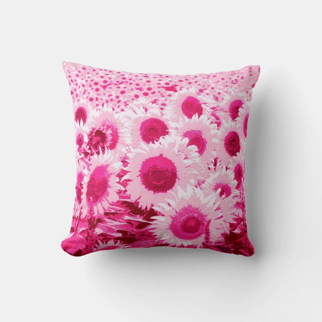 Field of Sunflowers - shades of fuchsia pink Cushion (Front)