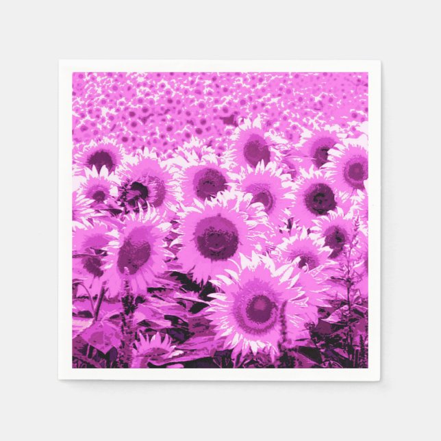 Field of Sunflowers - violet, orchid and purple Napkin (Front)