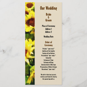 Field of Sunflowers Wedding Program Programme